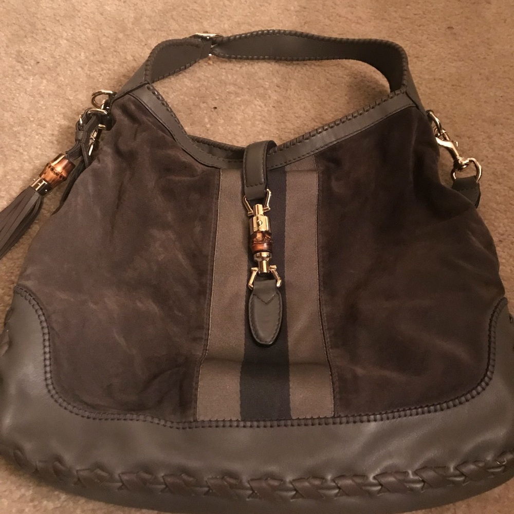 Authentic Gucci Grey Large Hobo Handbag